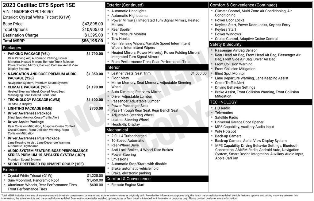 Used 2023 Cadillac CT5 Sport w/ Parking Package RWD image 44