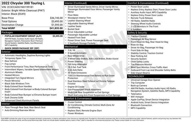 Used 2022 Chrysler 300 Touring L w/ Popular Equipment Group image 9