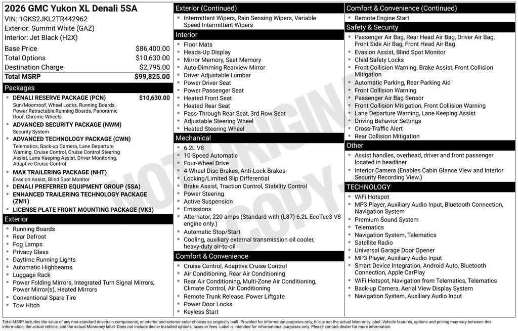 New 2026 GMC Yukon XL Denali w/ Denali Reserve Package AWD/4WD image 49