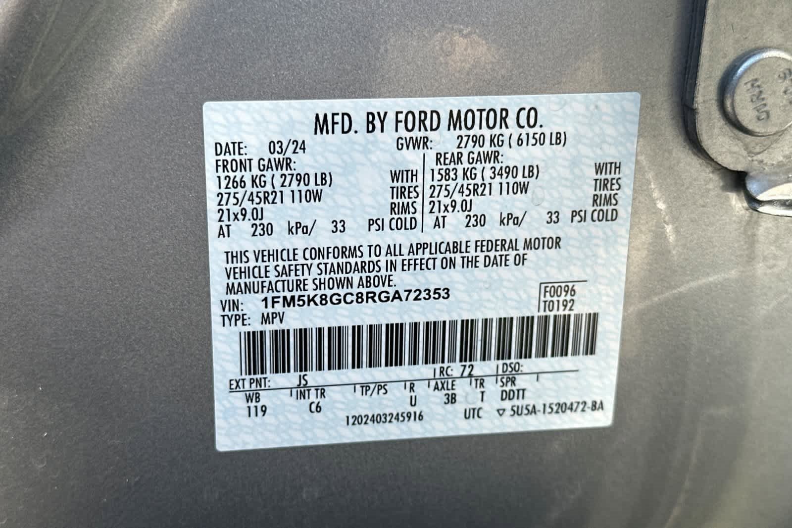 Certified 2024 Ford Explorer ST w/ Equipment Group 401A image 31