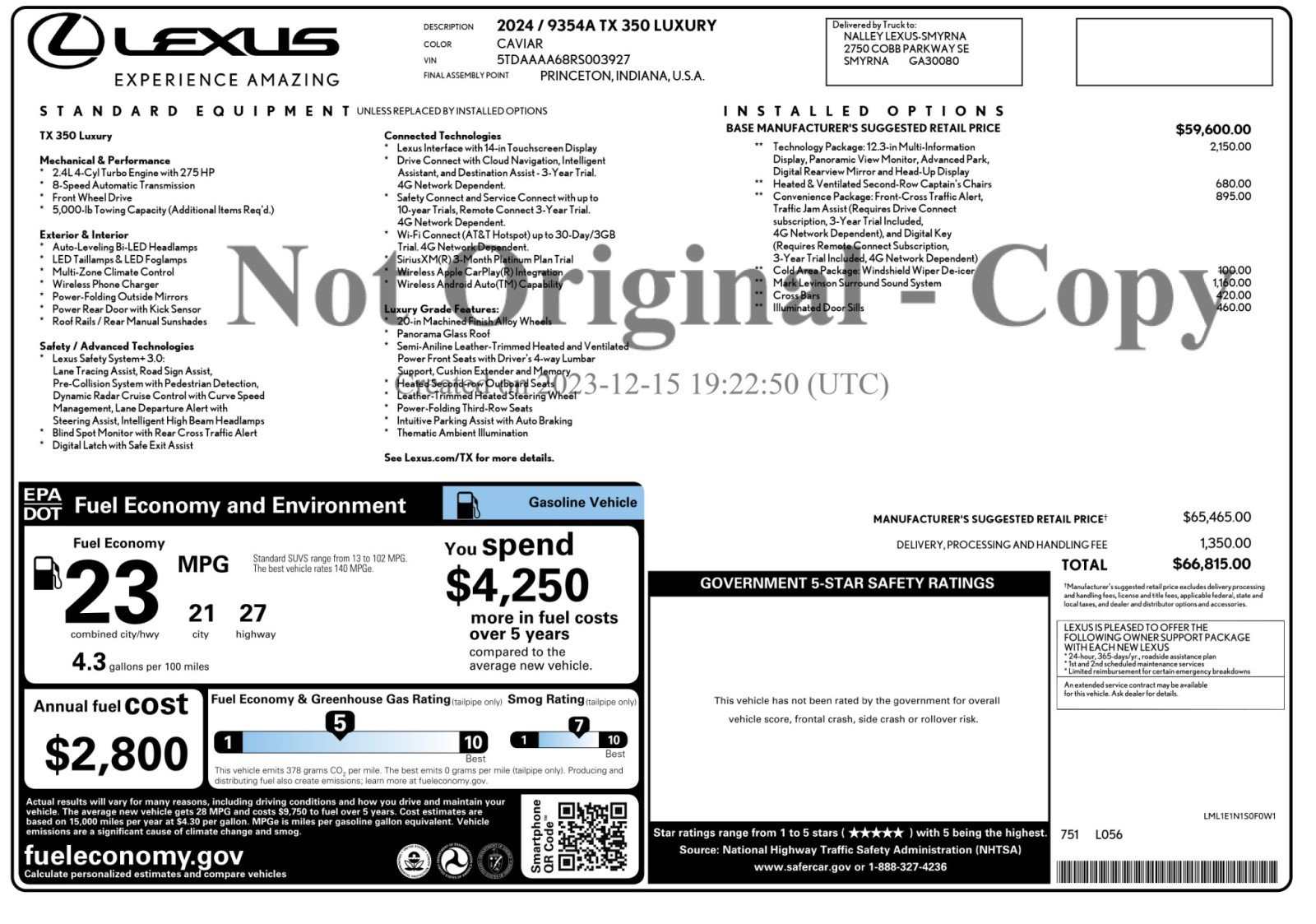 Used 2024 Lexus TX 350 FWD w/ Technology Package image 56