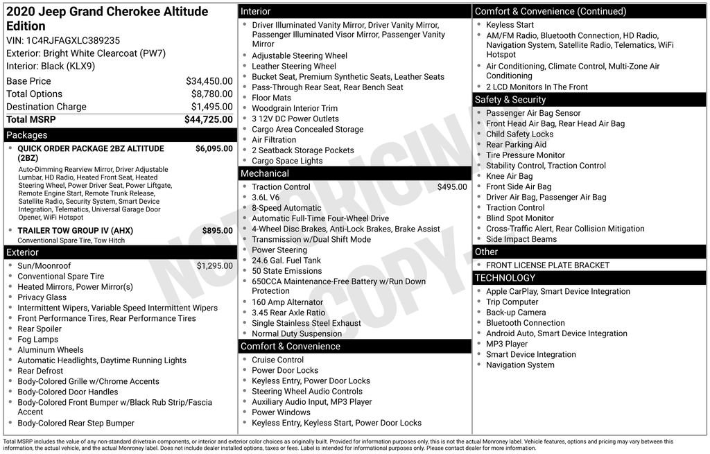 Used 2020 Jeep Grand Cherokee Altitude image 47