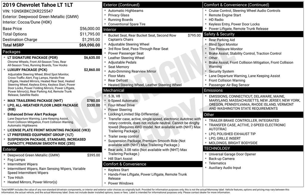 Used 2019 Chevrolet Tahoe LT w/ LT Signature Package image 7