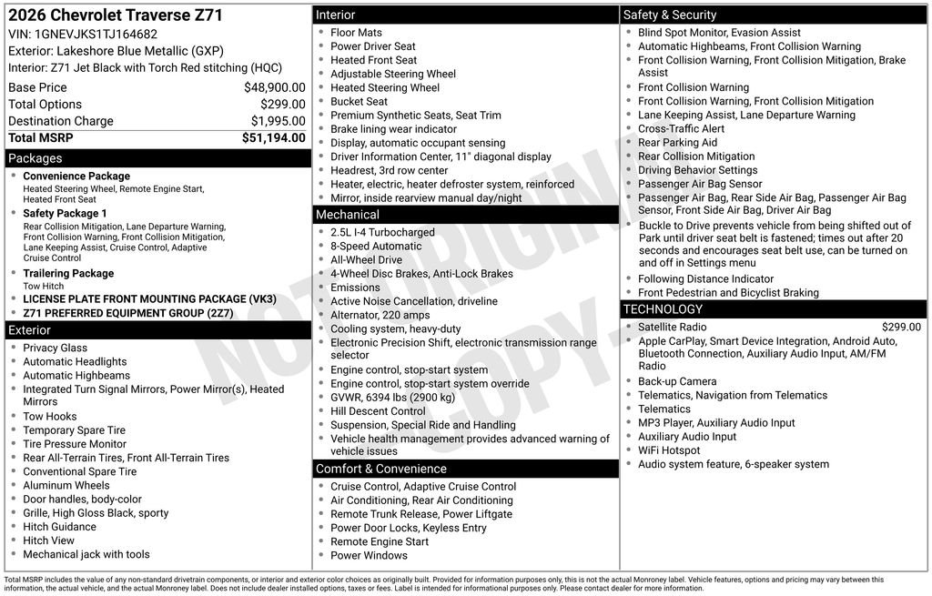 Certified 2026 Chevrolet Traverse Z71 AWD/4WD image 39