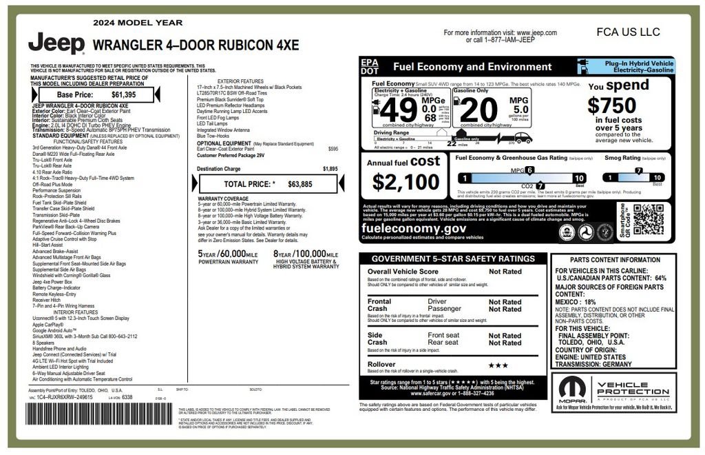 Used 2024 Jeep Wrangler Unlimited Rubicon 4xe AWD/4WD image 3