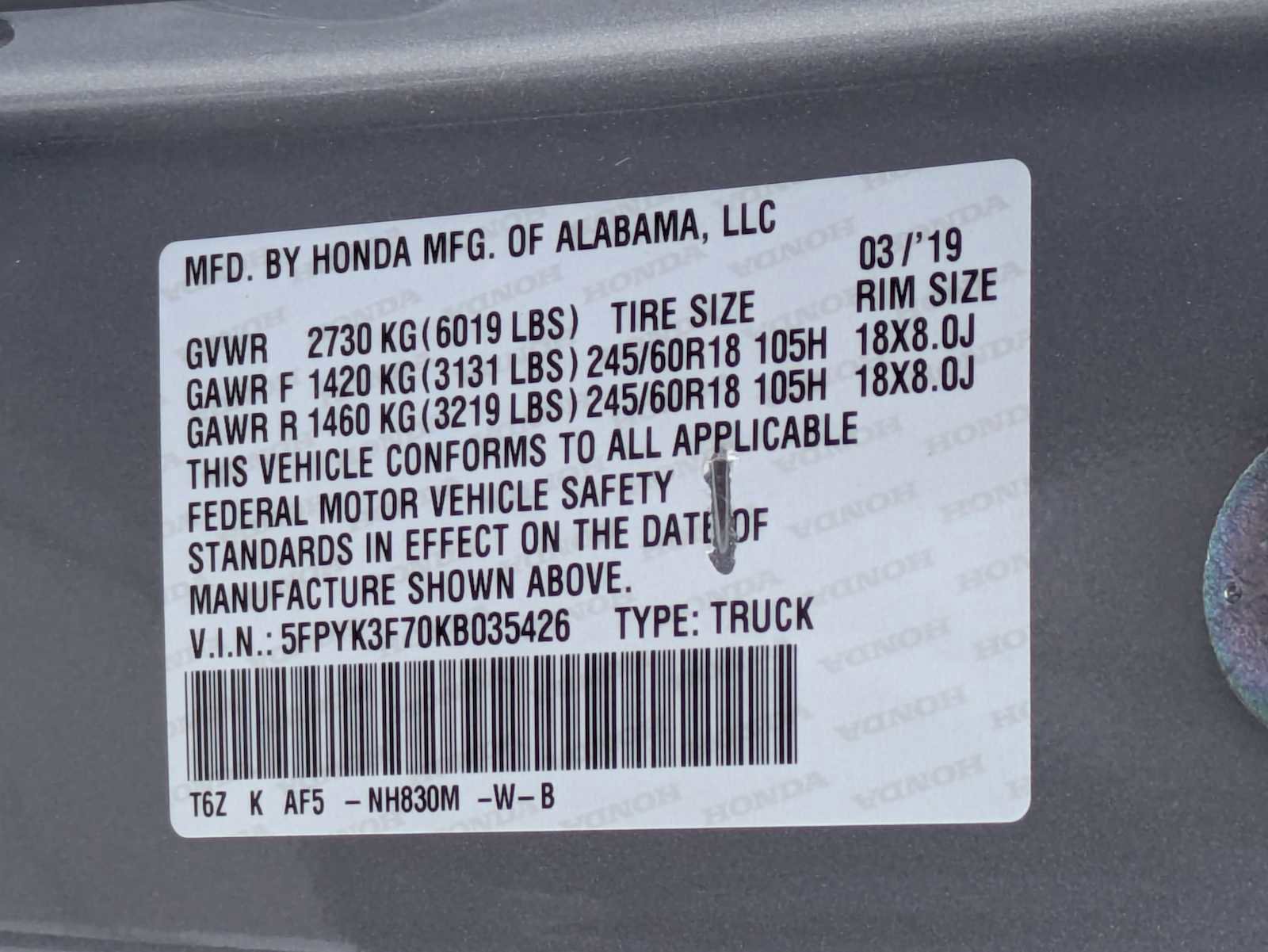 Certified 2019 Honda Ridgeline RTL-E image 35