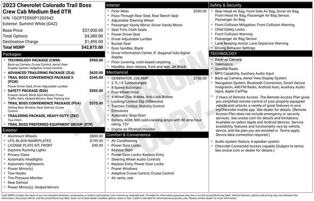 Certified 2023 Chevrolet Colorado Trail Boss w/ Technology Package AWD/4WD image 37