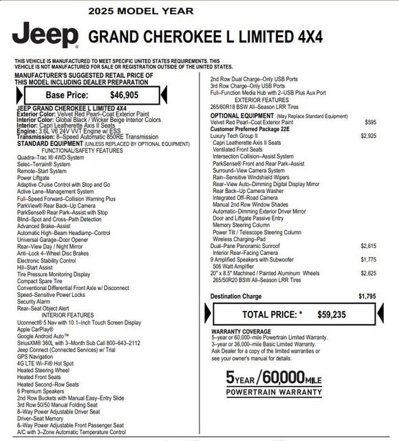 Used 2025 Jeep Grand Cherokee L Limited w/ Luxury Tech Group II image 2