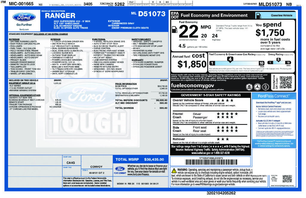 Used 2021 Ford Ranger XLT w/ Equipment Group 301A Mid AWD/4WD image 39