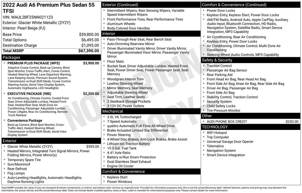 Used 2022 Audi A6 Premium Plus w/ Premium Plus Package image 6