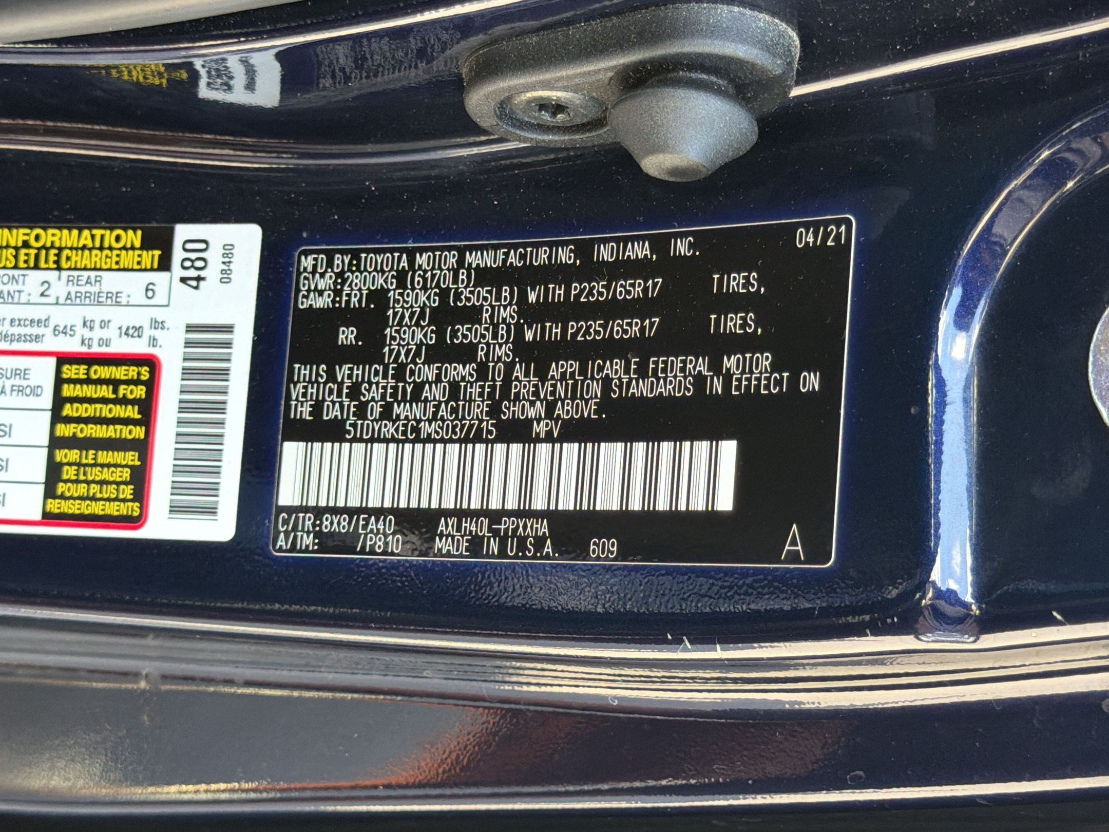 Used 2021 Toyota Sienna XLE FWD image 24