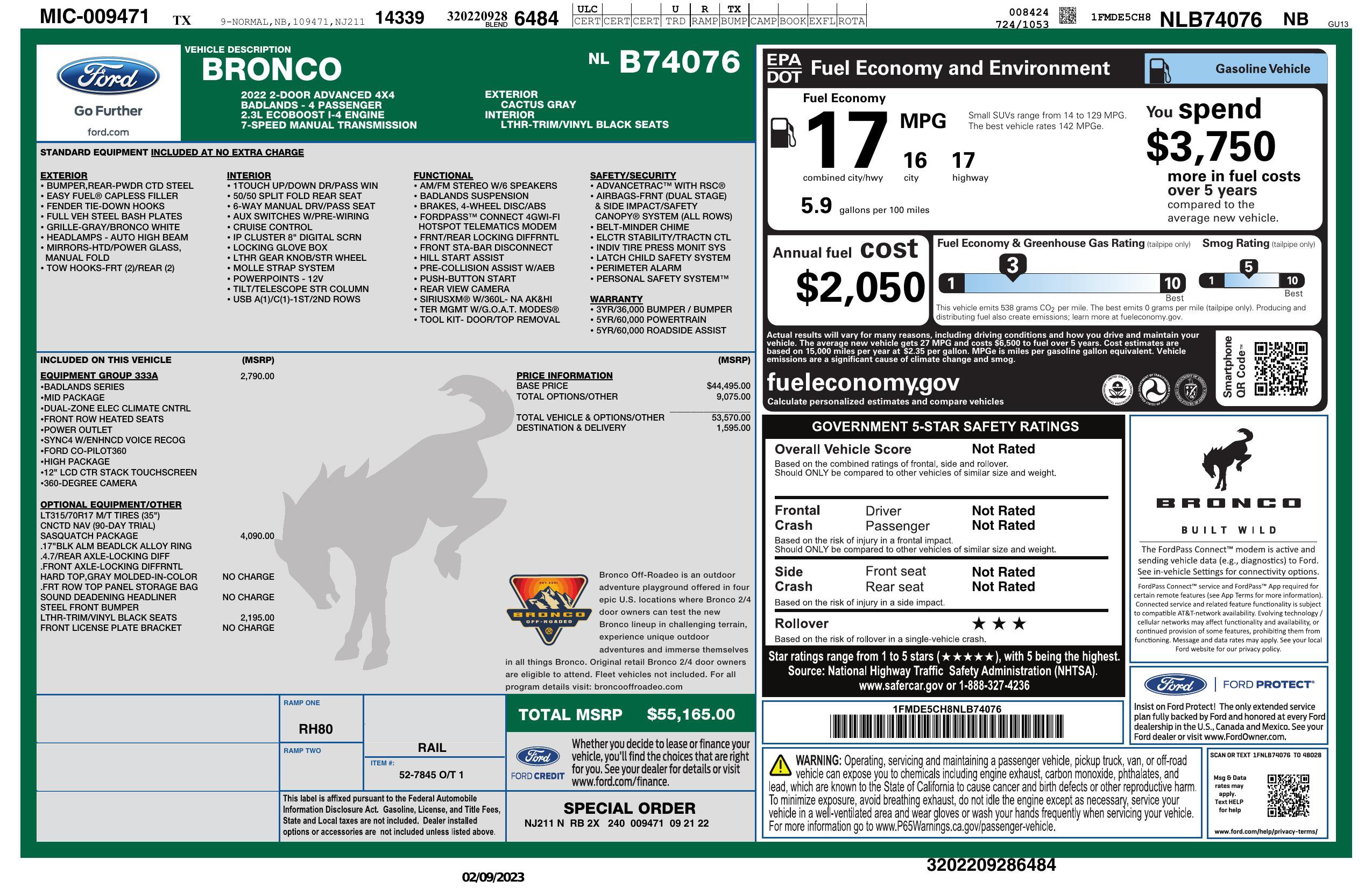 Used 2022 Ford Bronco Badlands w/ Sasquatch Package image 3