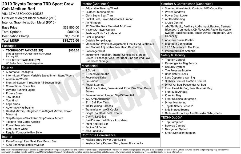 Used 2019 Toyota Tacoma TRD Sport w/ Technology Package image 12