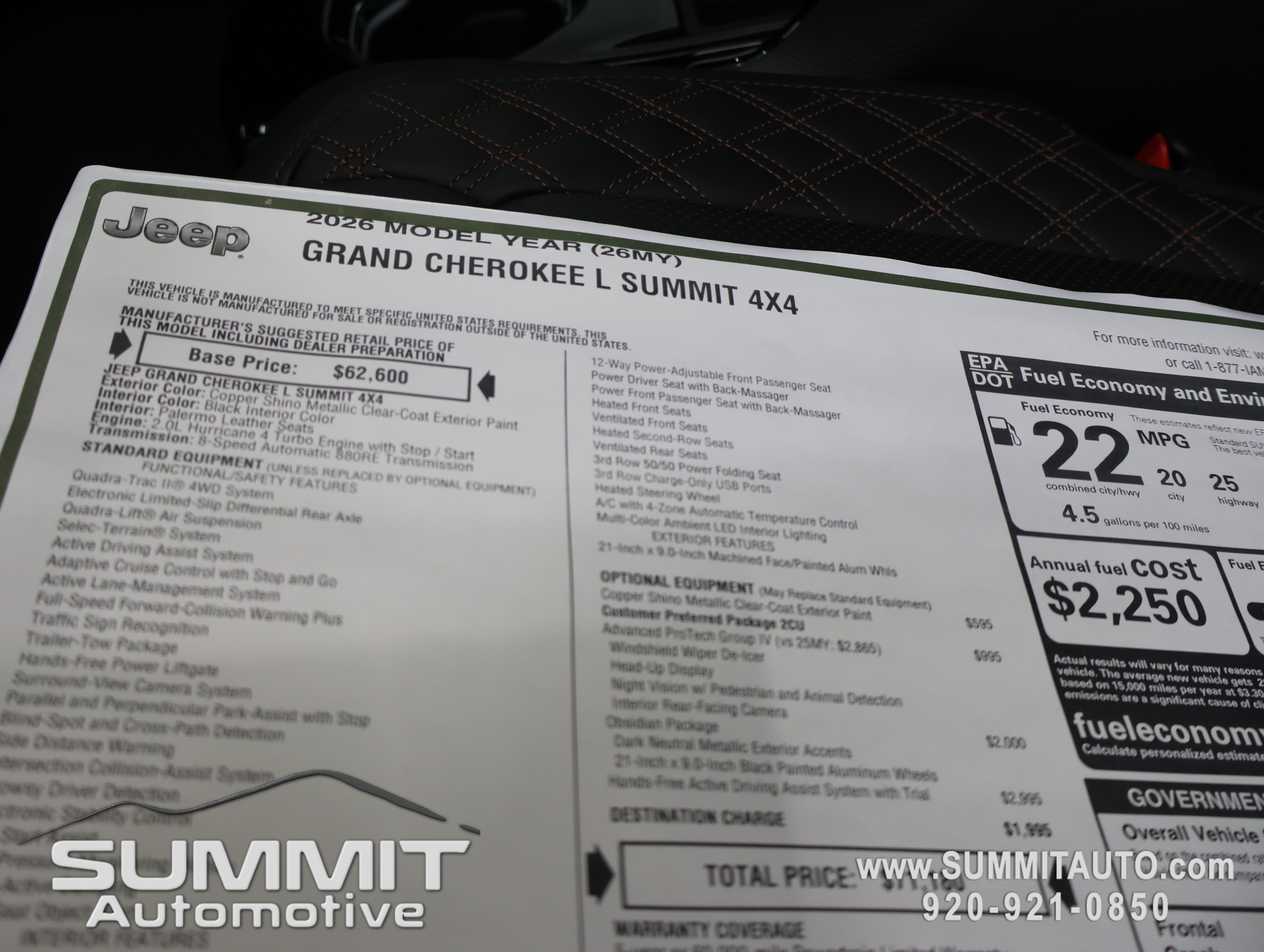 New 2026 Jeep Grand Cherokee L Summit w/ Obsidian Package AWD/4WD image 46