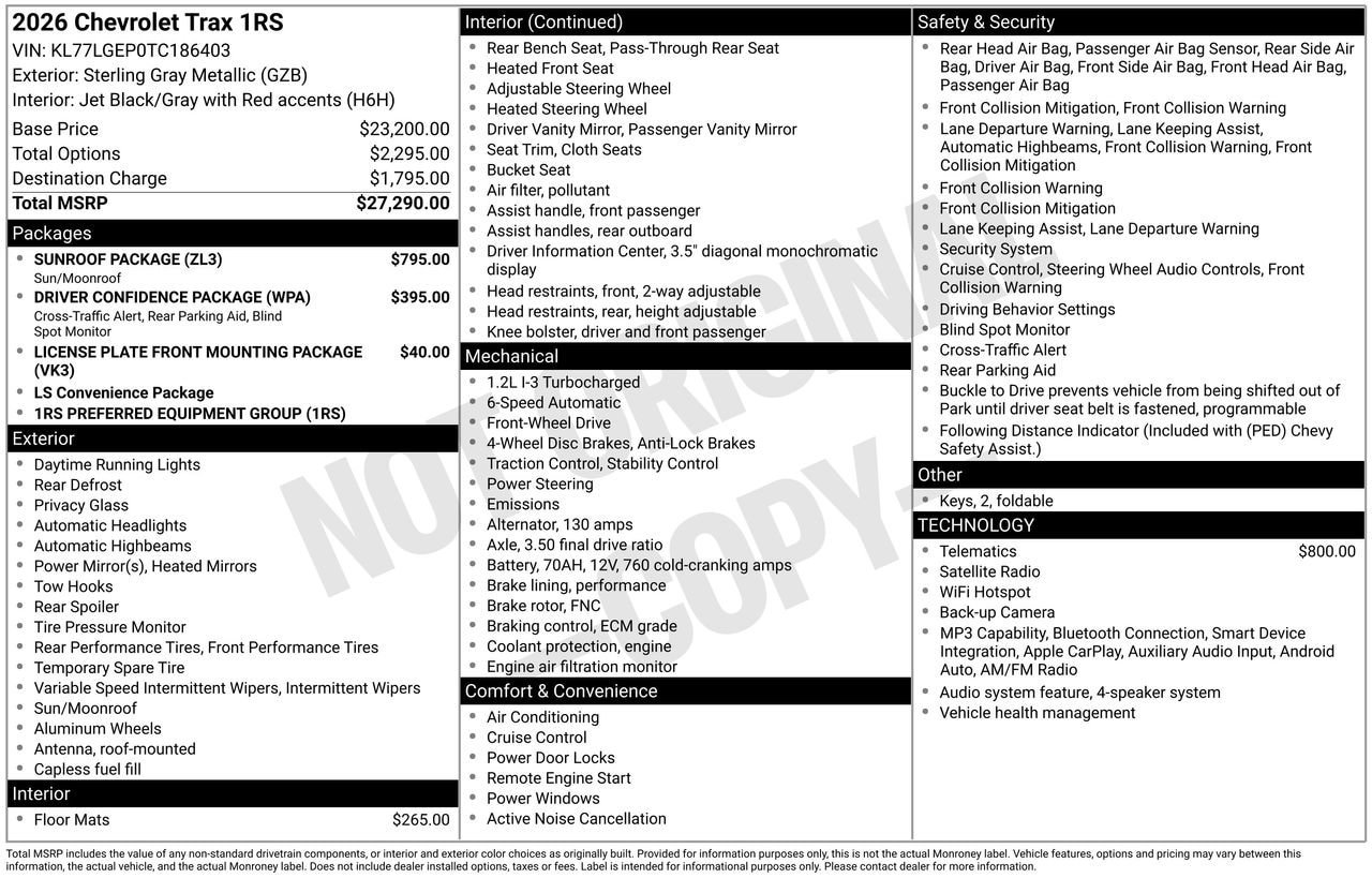 New 2026 Chevrolet Trax RS w/ Sunroof Package FWD image 4
