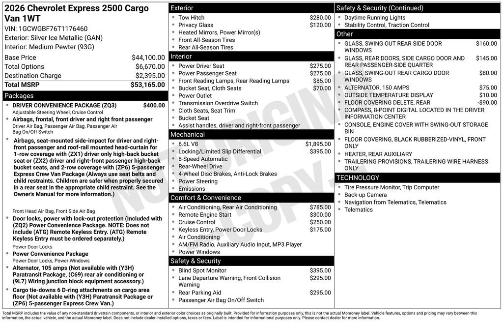 New 2026 Chevrolet Express 2500 Extended w/ Driver Convenience Package image 24