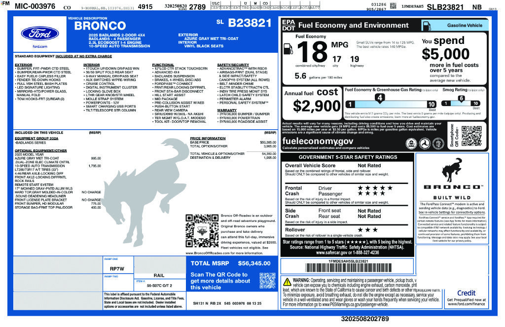Certified 2025 Ford Bronco Badlands AWD/4WD image 42