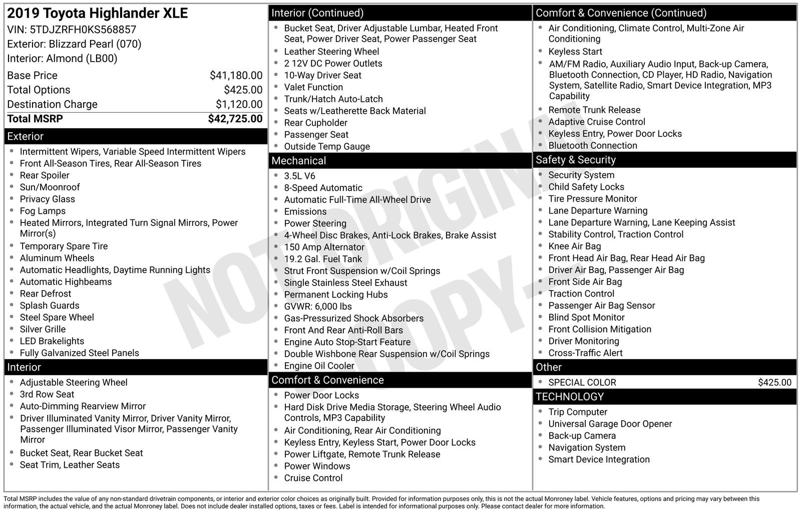 Used 2019 Toyota Highlander XLE AWD/4WD image 76