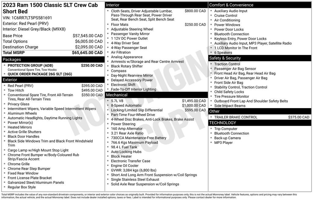 Used 2023 RAM 1500 Classic SLT w/ Protection Group image 27