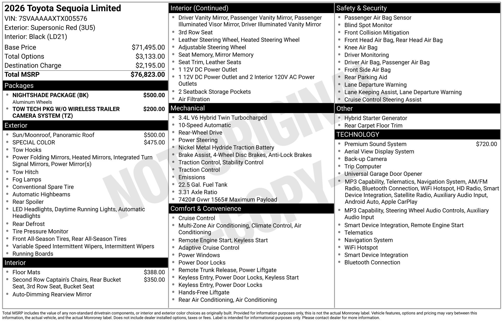 New 2026 Toyota Sequoia Limited w/ Nightshade Package RWD image 16