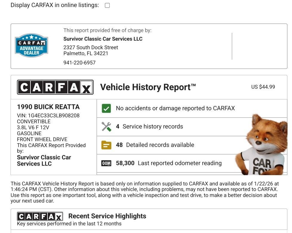 Used 1990 Buick Reatta Convertible image 3