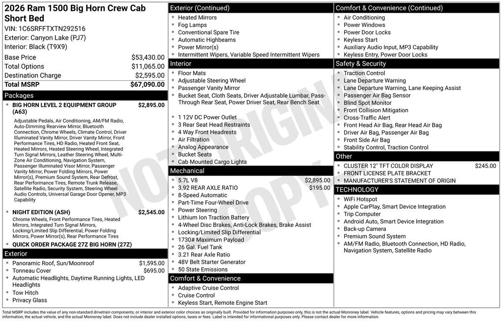New 2026 RAM 1500 Big Horn AWD/4WD image 45
