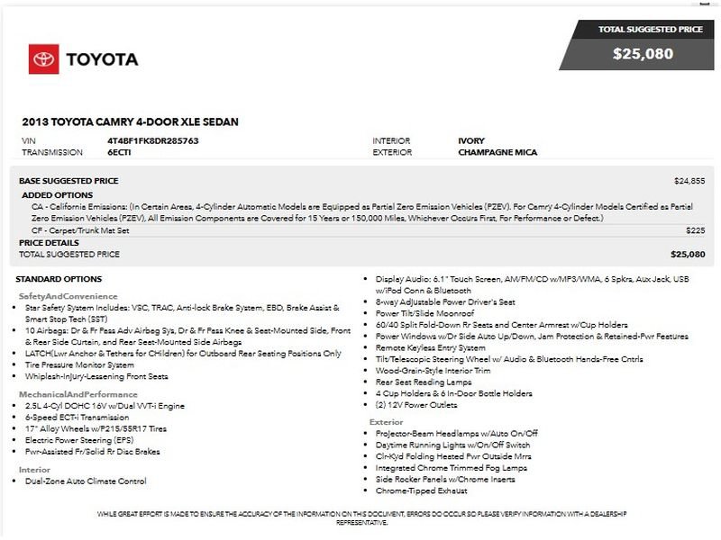Used 2013 Toyota Camry XLE FWD image 6