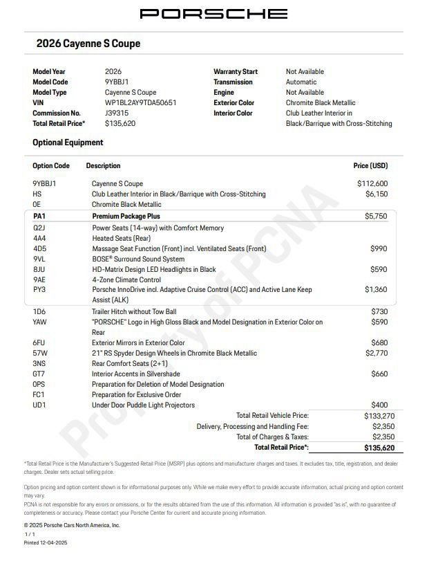 New 2026 Porsche Cayenne S AWD/4WD image 6