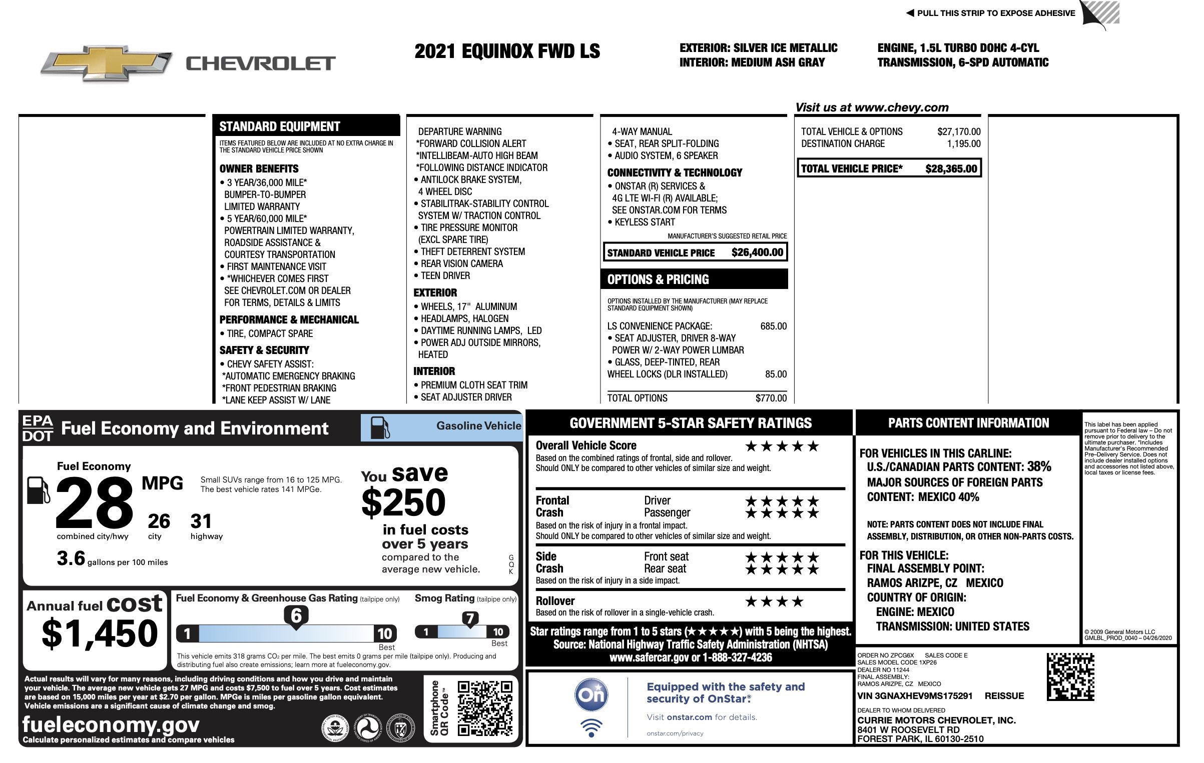 Used 2021 Chevrolet Equinox LS w/ LS Convenience Package image 6