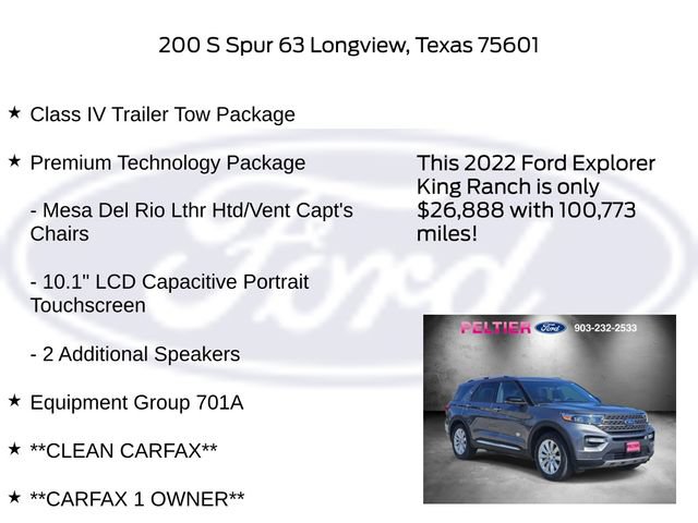 Certified 2022 Ford Explorer King Ranch w/ Class IV Trailer Tow Package RWD image 6