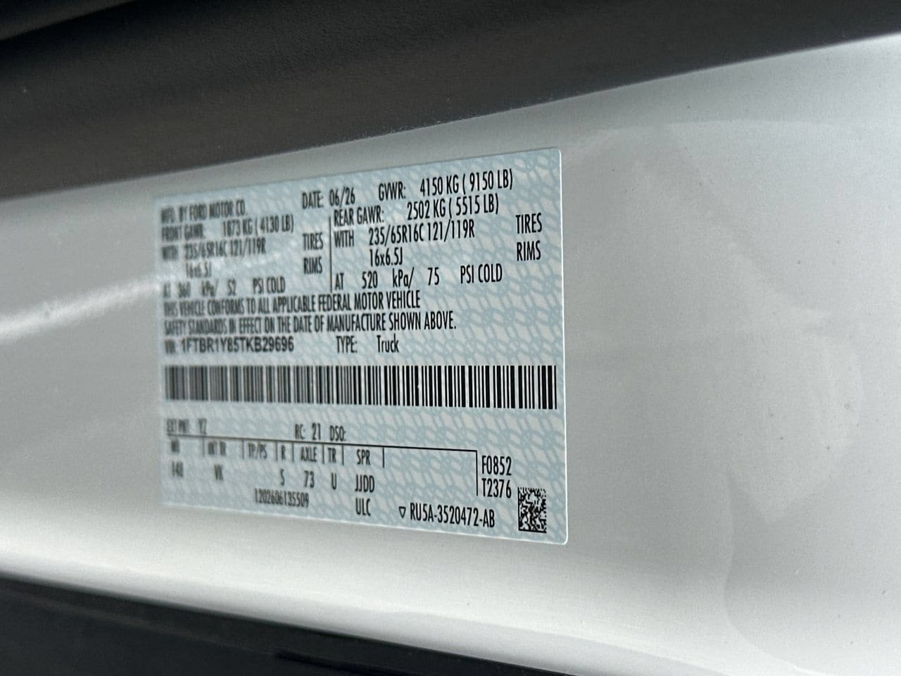 New 2026 Ford Transit 250 Low Roof w/ Load Area Protection Package RWD image 29