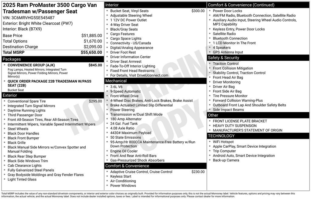 Used 2025 RAM ProMaster 3500 w/ Convenience Group FWD image 15