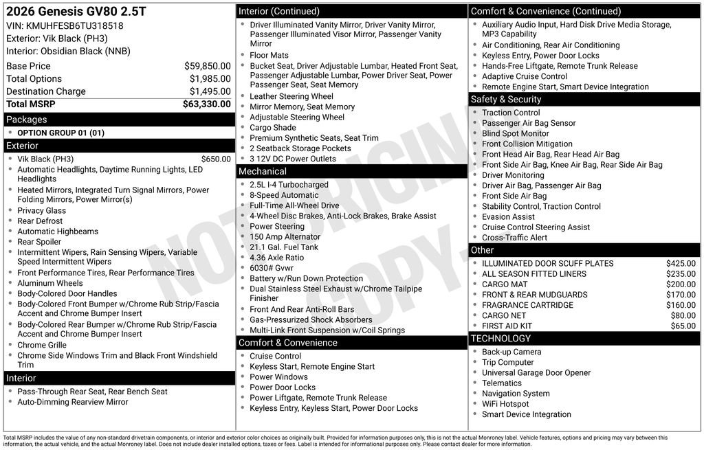 New 2026 Genesis GV80 2.5T image 4