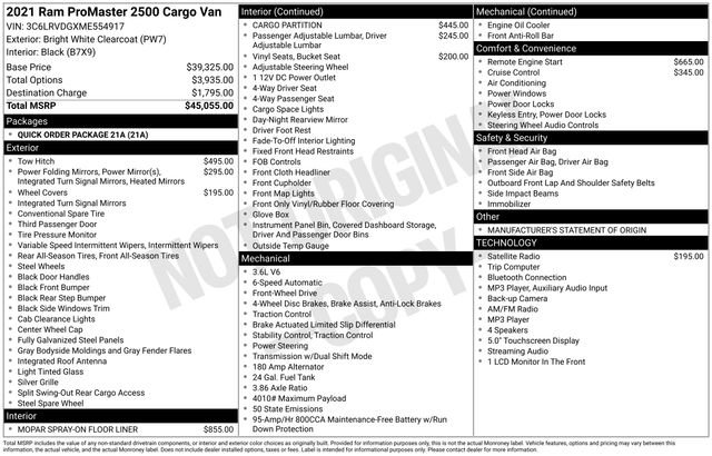 Used 2021 RAM ProMaster 2500 FWD image 3