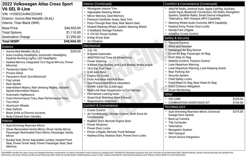 Used 2022 Volkswagen Atlas Cross Sport SEL R-Line image 74