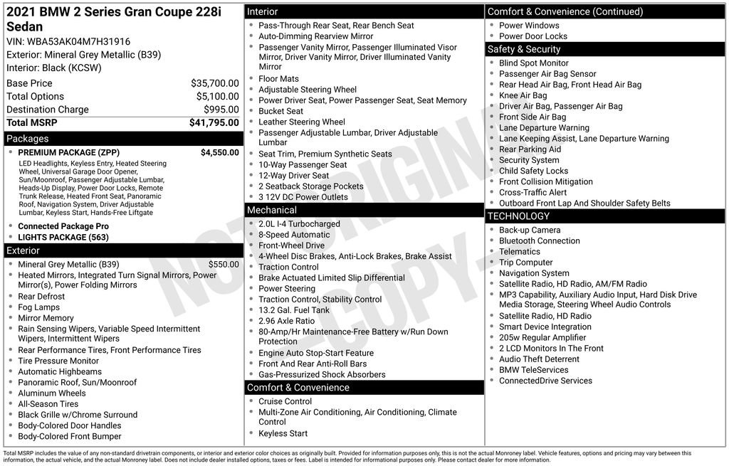 Used 2021 BMW 228i Gran Coupe w/ Premium Package FWD image 2