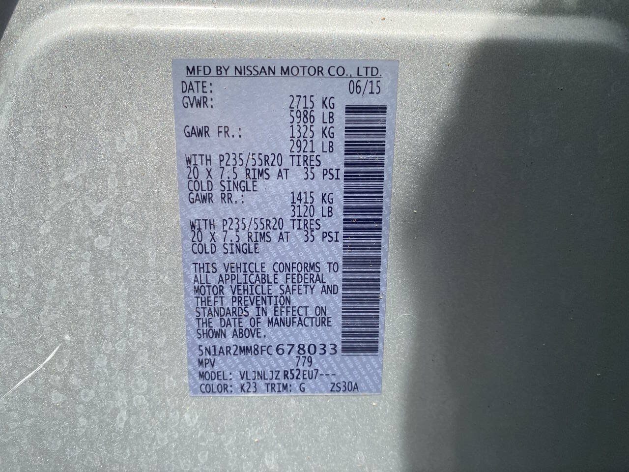 Used 2015 Nissan Pathfinder Platinum w/ Cargo Package FWD image 43