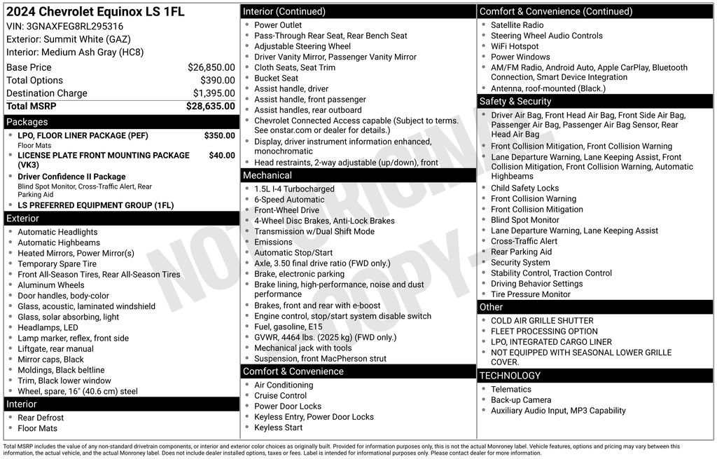 Used 2024 Chevrolet Equinox LS w/ LPO, Floor Liner Package FWD image 5