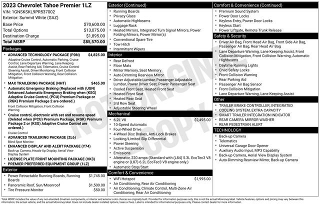 Used 2023 Chevrolet Tahoe Premier w/ Advanced Technology Package image 45