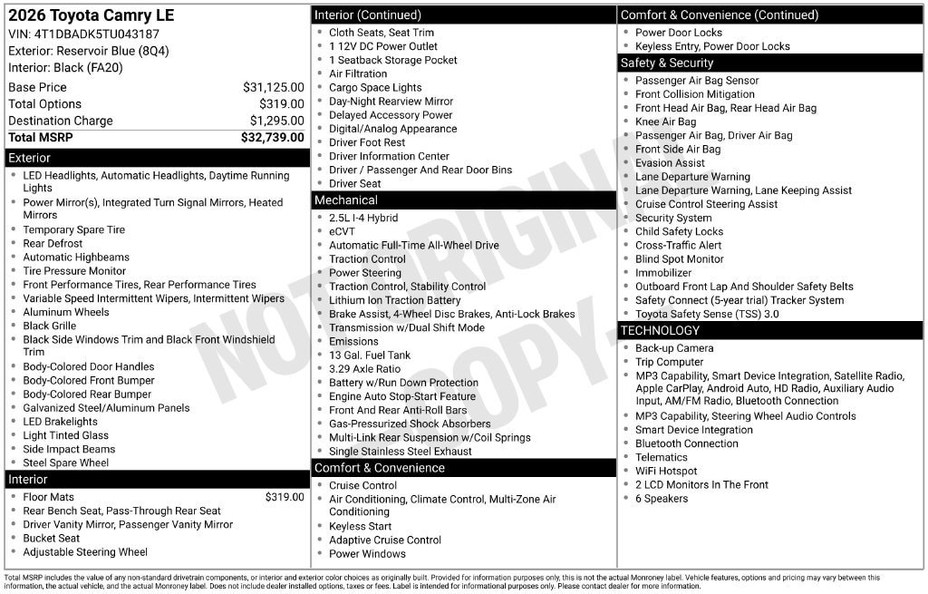 Certified 2026 Toyota Camry LE AWD/4WD image 23