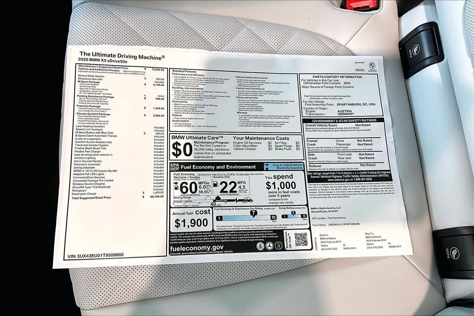 New 2026 BMW X5 xDrive50e w/ M Sport Package AWD/4WD image 19