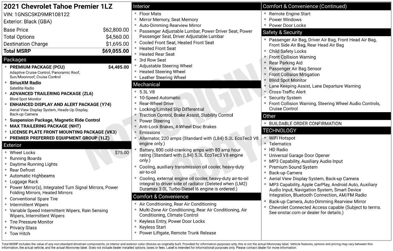 Used 2021 Chevrolet Tahoe Premier w/ Premium Package RWD image 22