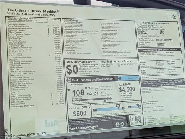 New 2026 BMW i4 eDrive40 w/ M Sport Package RWD image 20