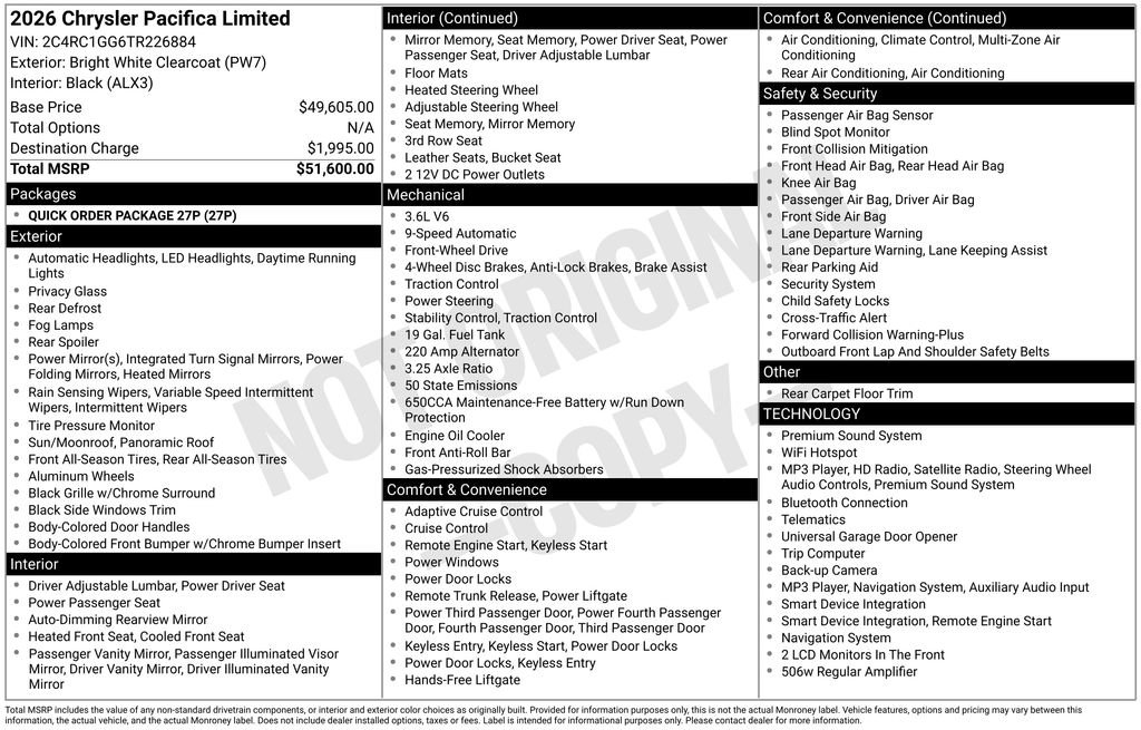 Used 2026 Chrysler Pacifica Limited FWD image 19