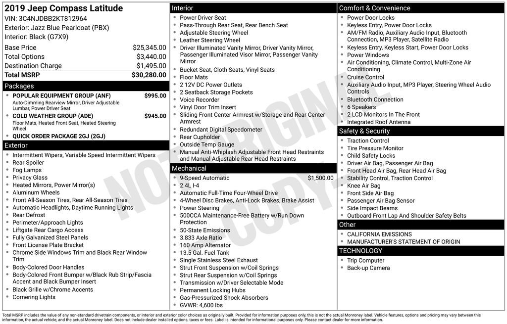 Used 2019 Jeep Compass Latitude w/ Popular Equipment Group image 42