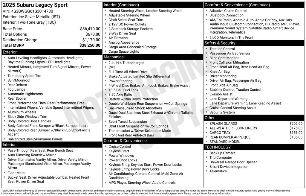 Used 2025 Subaru Legacy Sport image 38