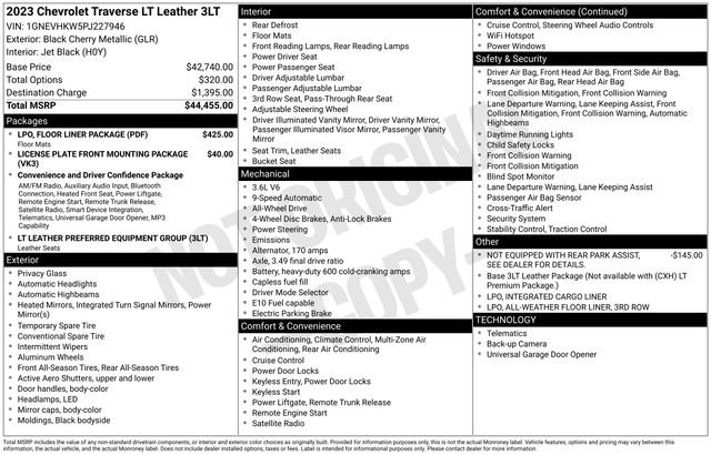 Certified 2023 Chevrolet Traverse LT w/ LPO, Floor Liner Package AWD/4WD image 27