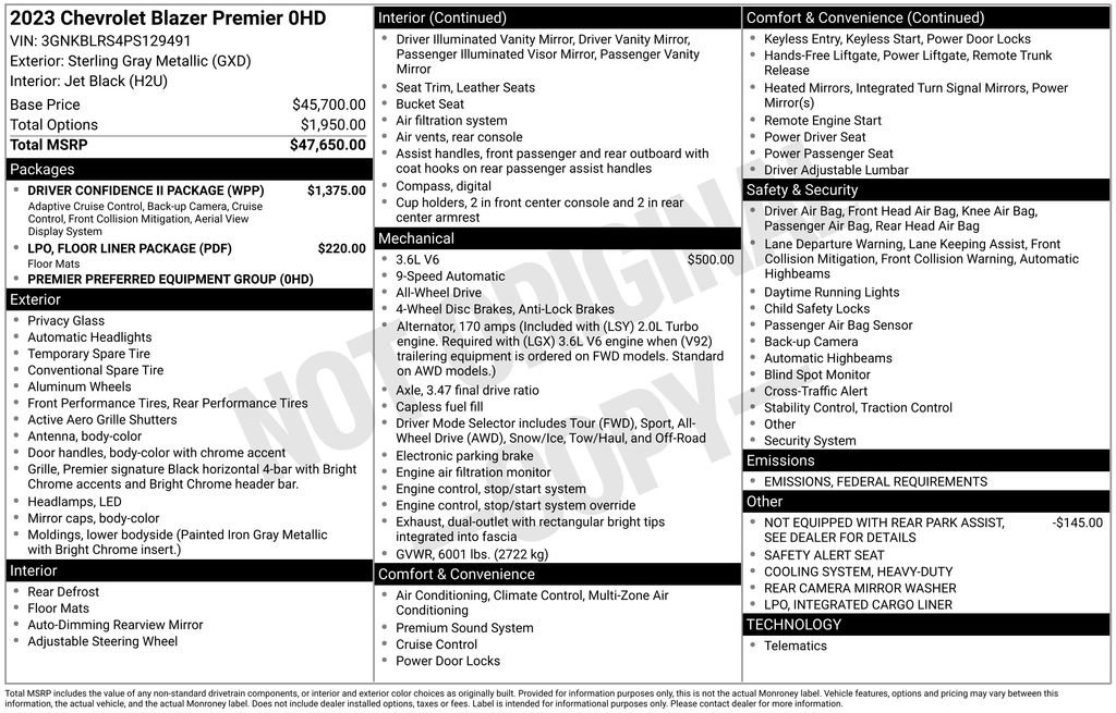 Used 2023 Chevrolet Blazer Premier w/ Driver Confidence II Package image 2