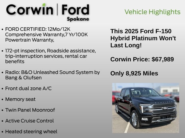 Certified 2025 Ford F150 Platinum w/ Equipment Group 703A Plus AWD/4WD image 7