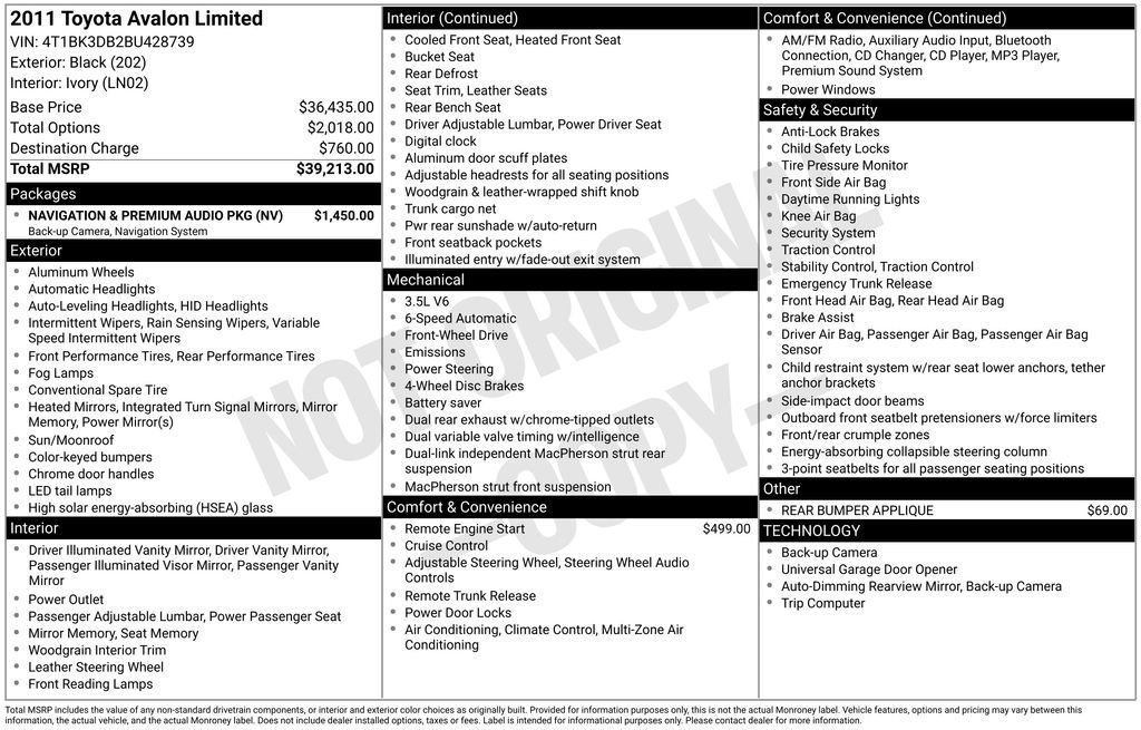 Used 2011 Toyota Avalon Limited image 36